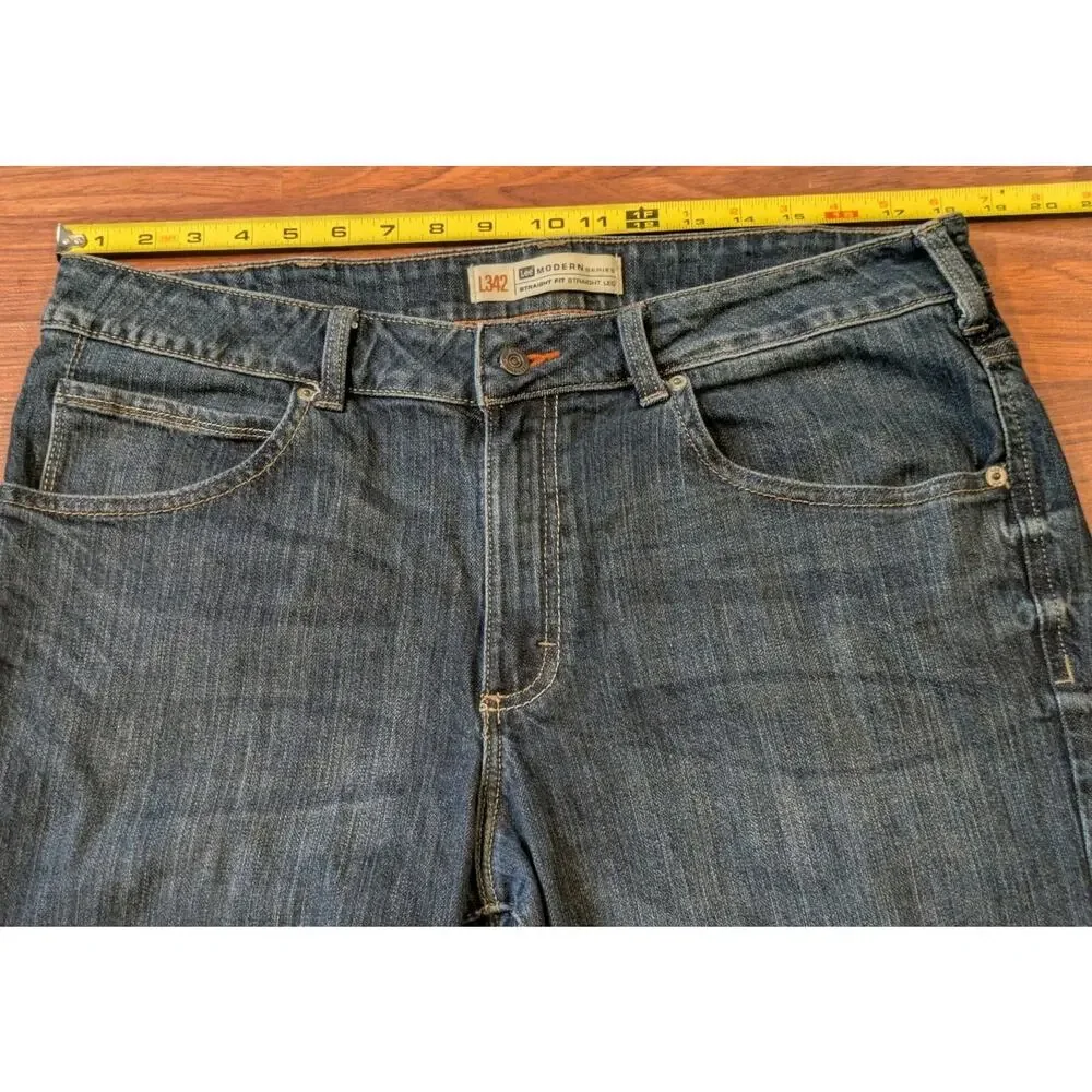 Lee Modern Series Mens Jeans 36x30 Straight Fit Straight Leg Stretch Dark Wash